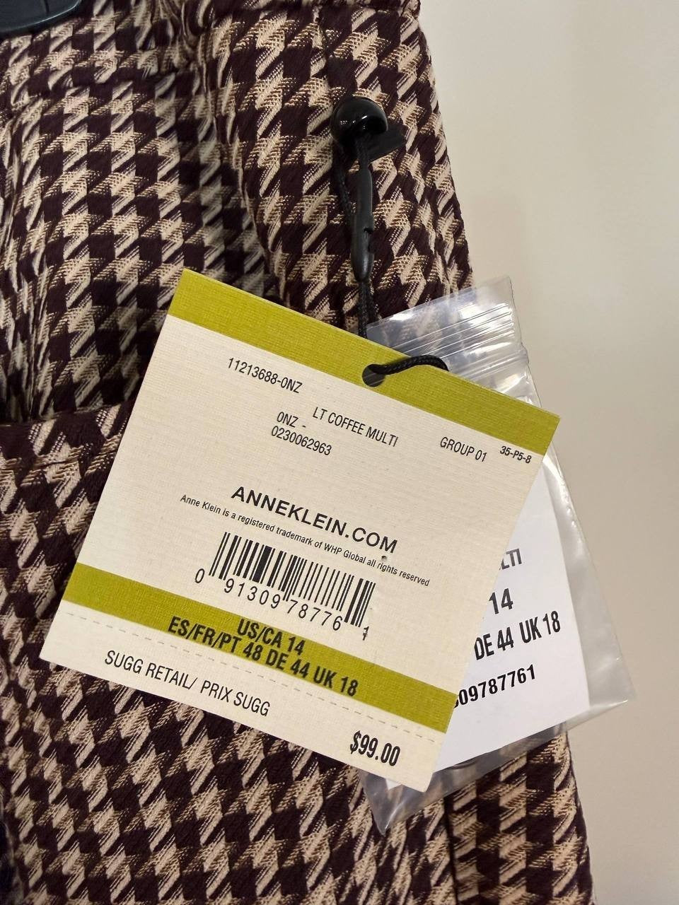 Anne Klein Bootcut Houndstooth Print Pants – Size 14 – NWT – $99
