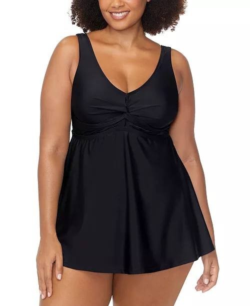 Raisins Curve Lucia Twist‑Front Swimdress Black 20W NWT $106