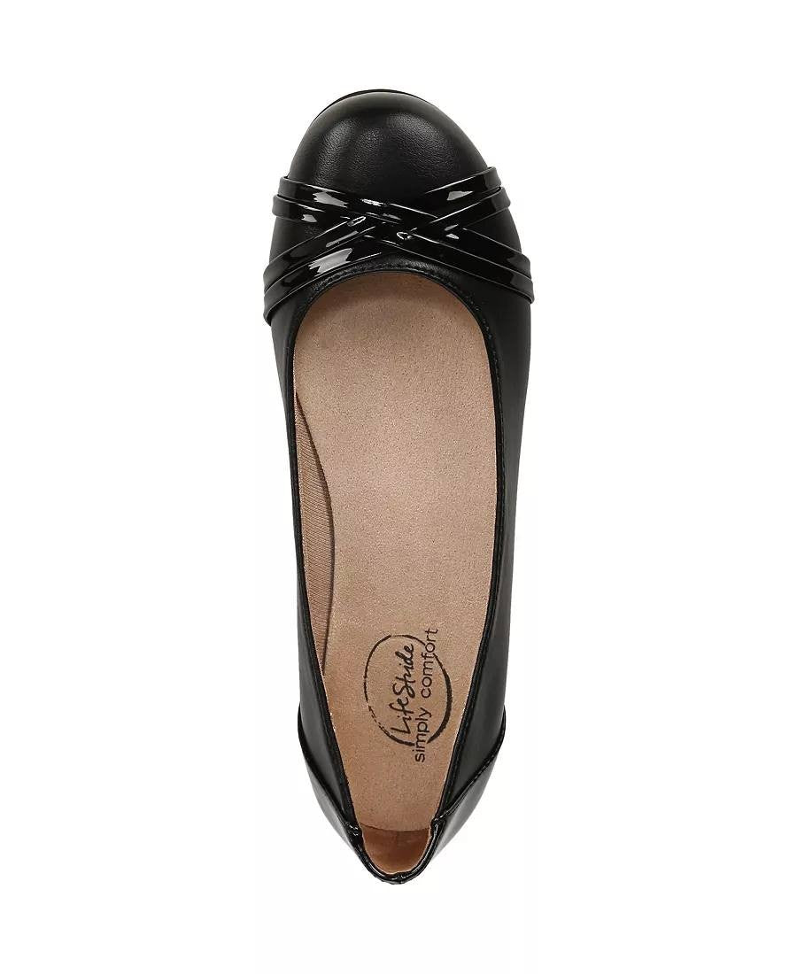 LifeStride Aliza Flats 5.5M Black Synthetic Slip‑On Round Toe NIB msrp$69.99