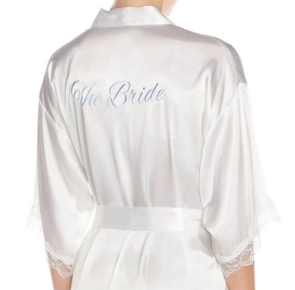 In Bloom by Jonquil “The Bride” White Satin Lace Bridal Robe Size XS NWT