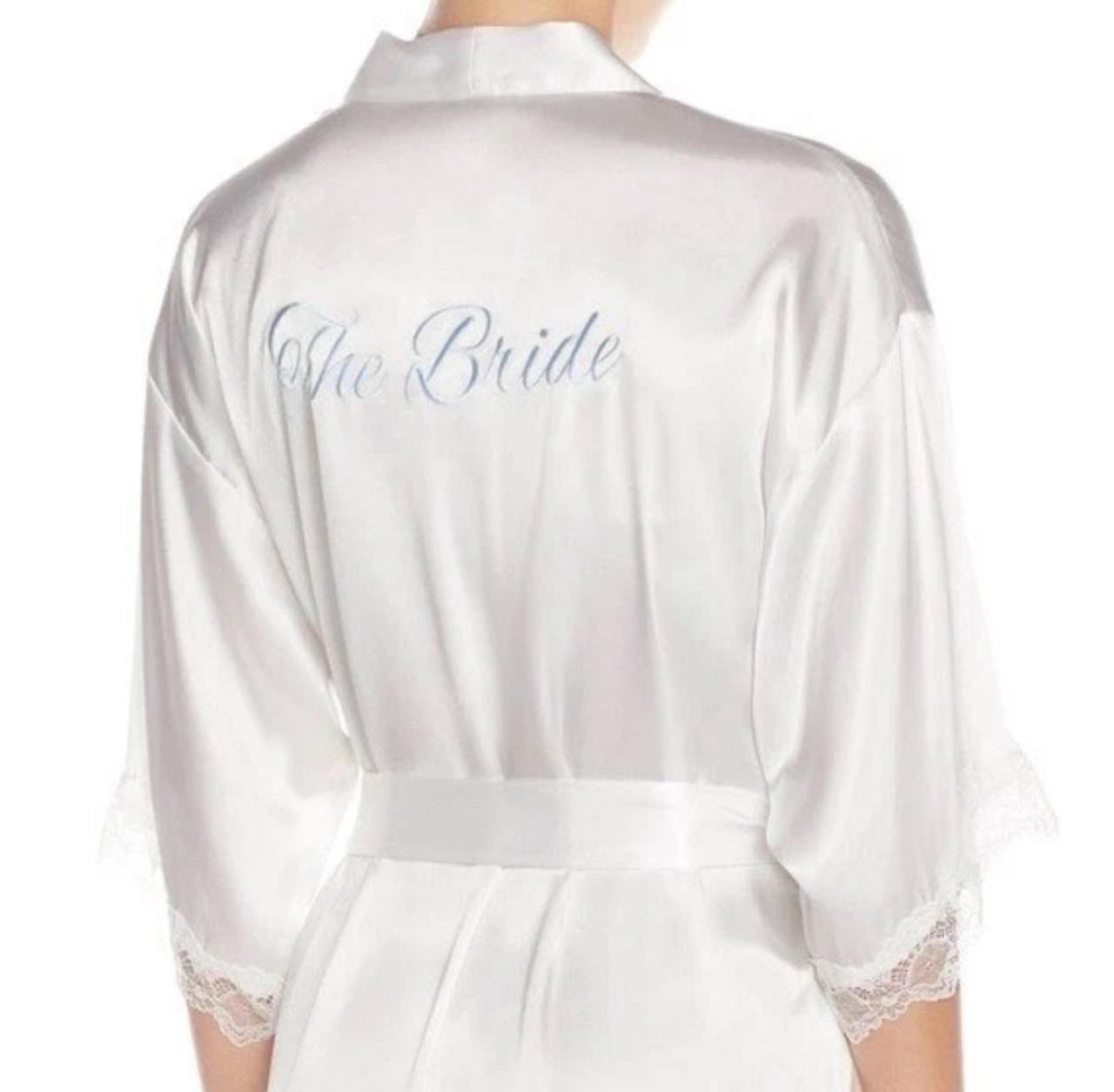 In Bloom by Jonquil “The Bride” White Satin Lace Bridal Robe Size XS NWT
