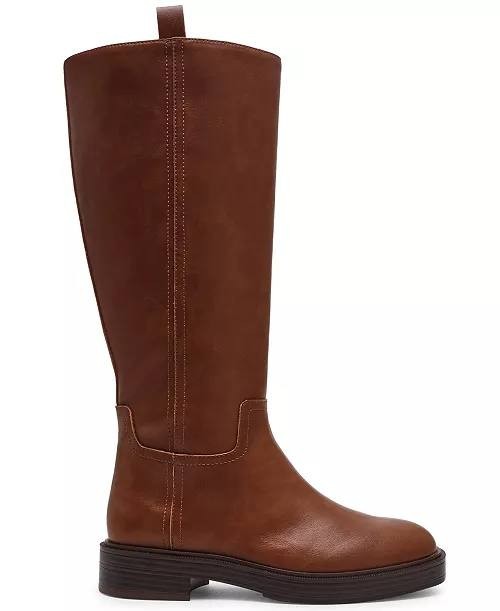 DV Dolce Vita Jernie Wide Calf Tall Riding Boots Tan Smooth 10M Man‑Made $99 NWB