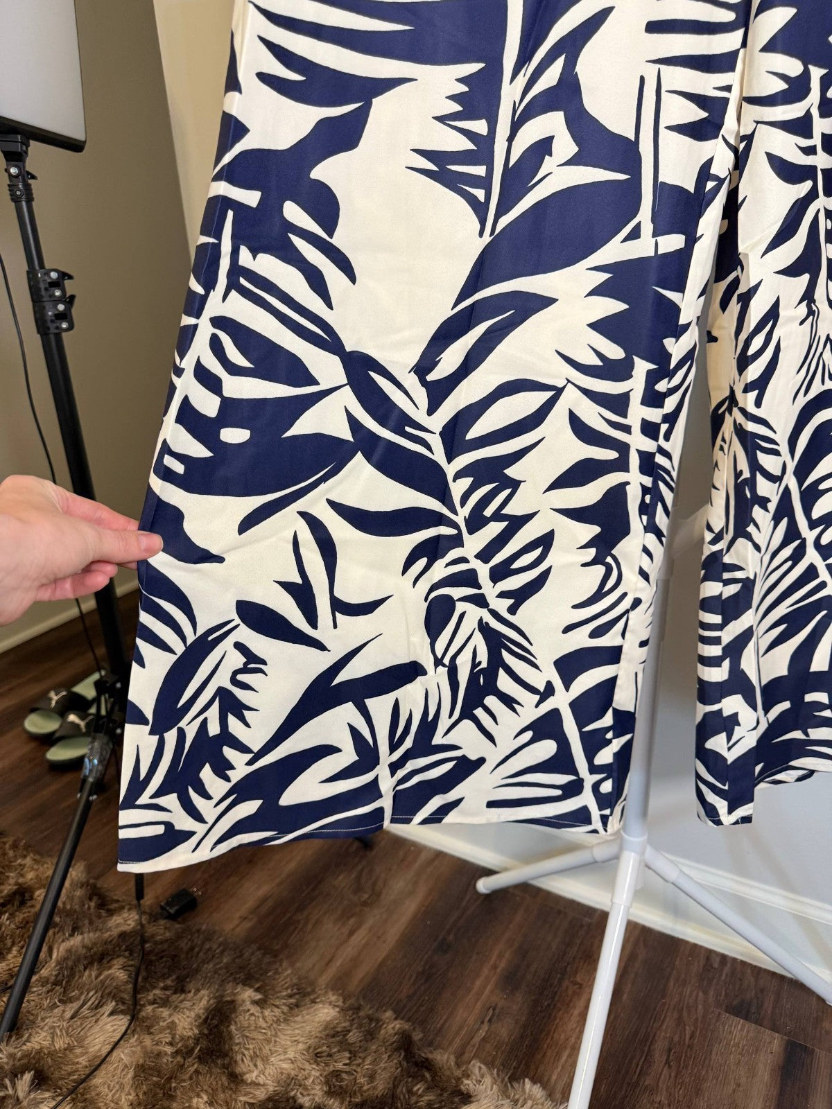 Cupshe Tropical Floral Wide Leg Pants Blue Size M