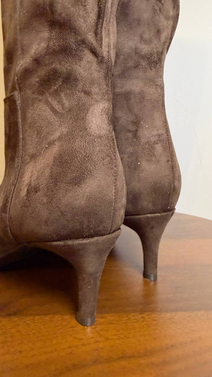 Marc Fisher Glint Boots 6M Dark Brown Textile Kitten Heel NIB msrp$179
