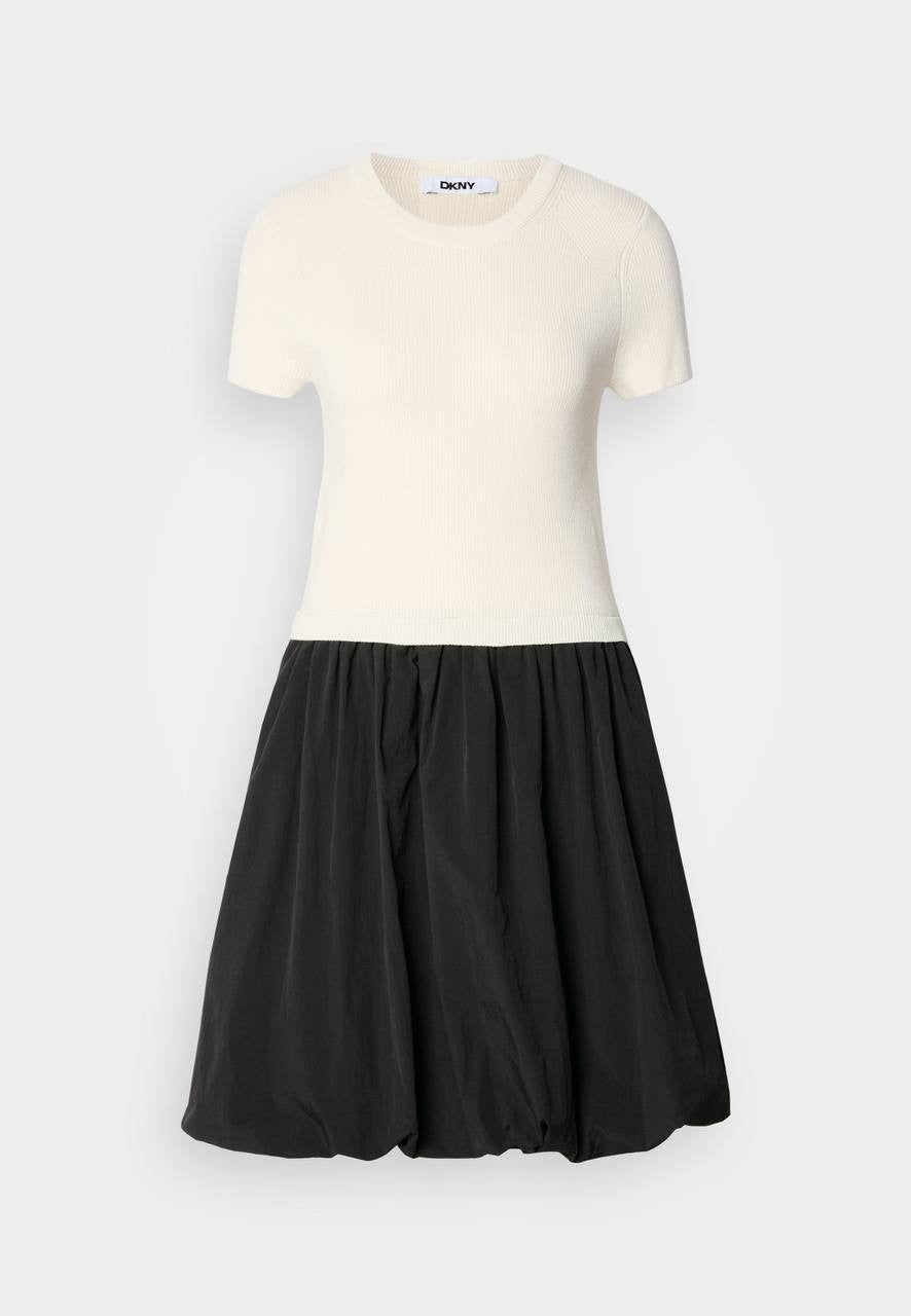DKNY Mix Media Bubble Dress Coconut/Black Size XL NWT $139