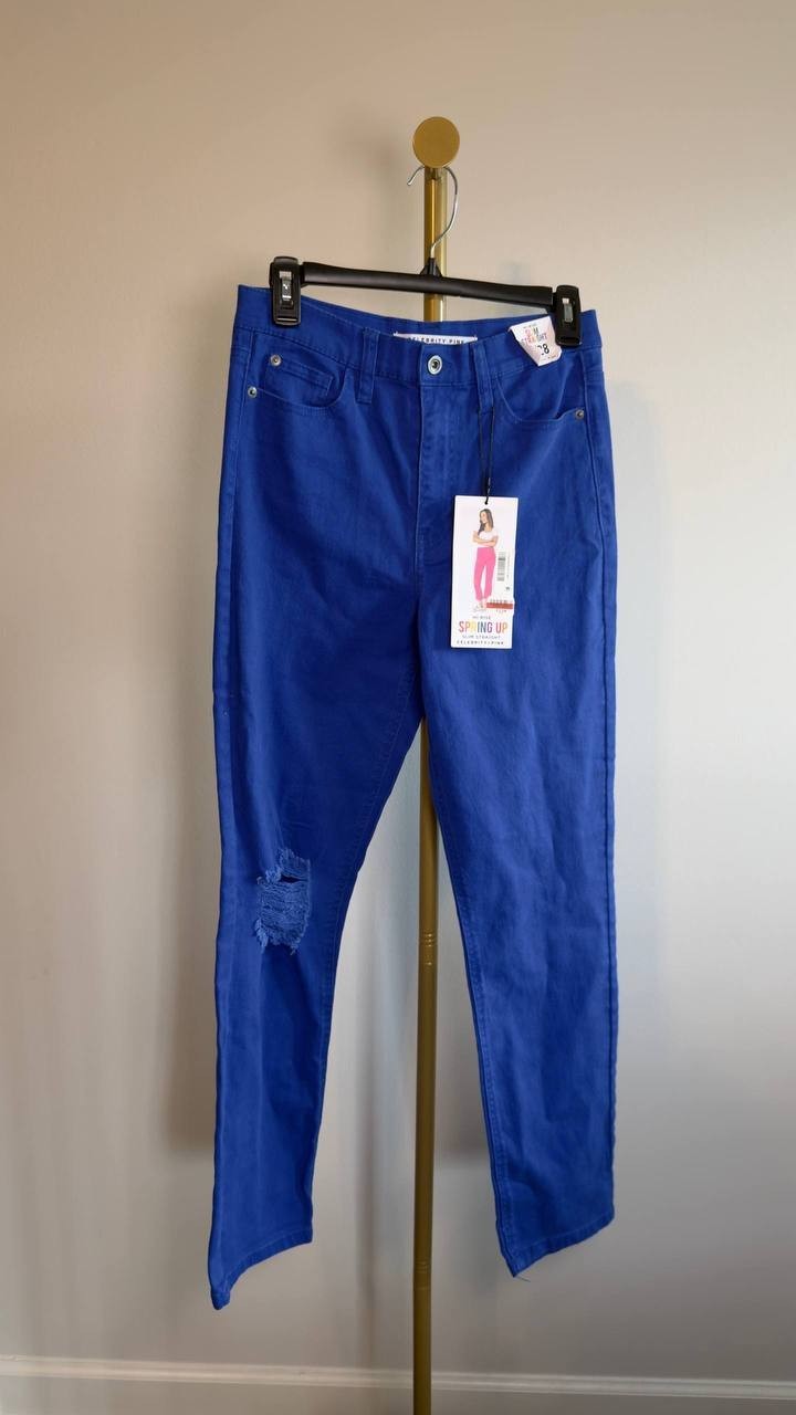 Celebrity Pink High Rise Color Wash Straight Leg Jeans Royal Blue 7/28 NWT