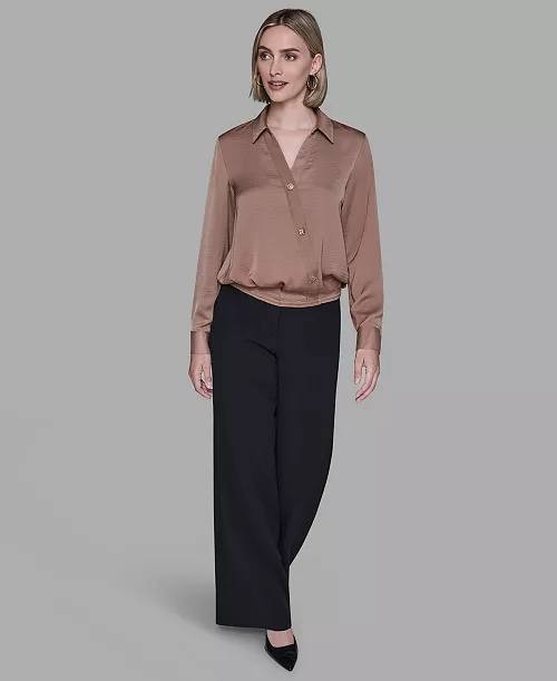 Karl Lagerfeld Paris Collared‑Neck Blouse -Camel– Size S – NWOT – $99