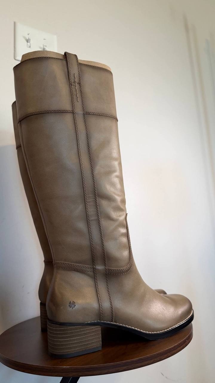 Lucky Brand Hybiscus Women’s Knee High Riding Boots Silver 9.5M Leather $229