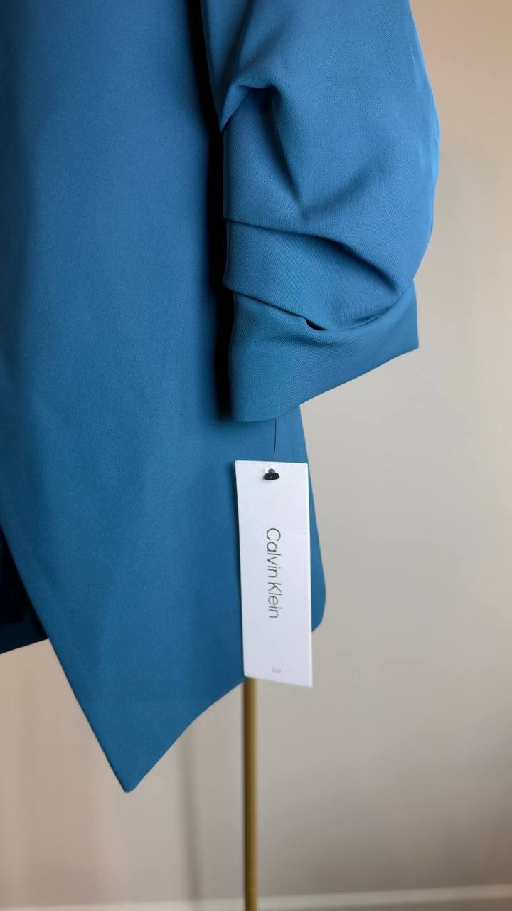 Calvin Klein Heavy Open‑Front Ruched‑Sleeve Blazer Cypress 8 NWT $149