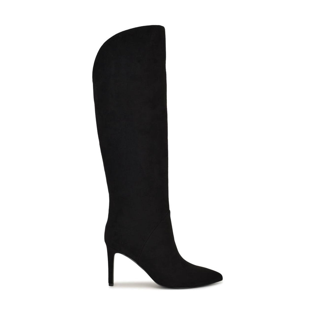 Nine West Razla Wide Calf Knee High Boots Black 7.5M Faux Suede $189 NWB