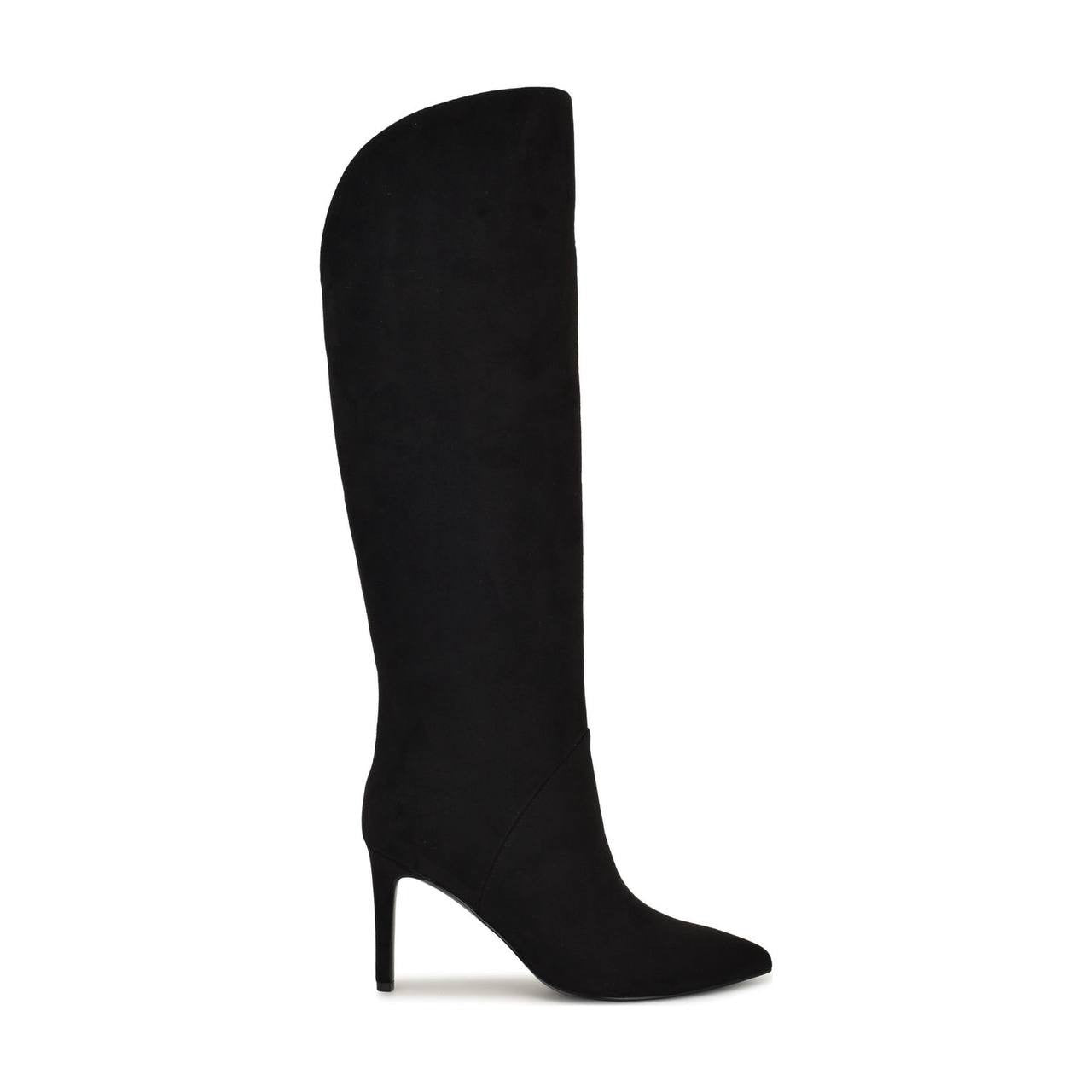 Nine West Razla Wide Calf Knee High Boots Black 7.5M Faux Suede $189 NWB