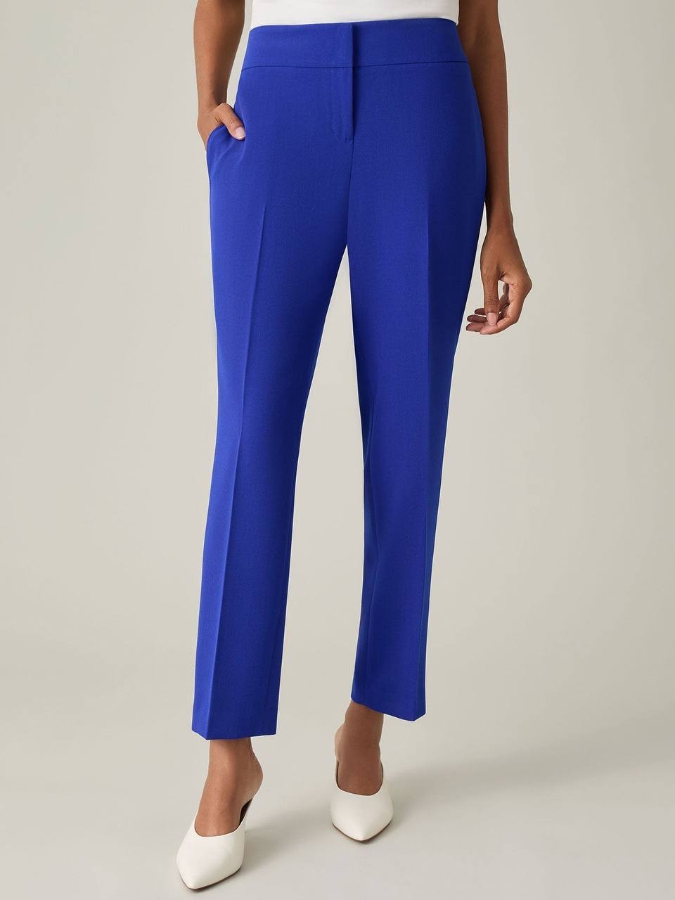 Kasper Petite Ava Straight Leg Stretch Crepe Pants Royal Signature 6P NWT $79