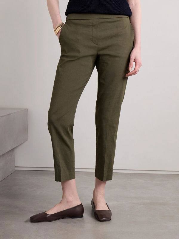 Theory Treeca Linen‑Blend Straight‑Leg Pants – Size 8 – NWT – $245