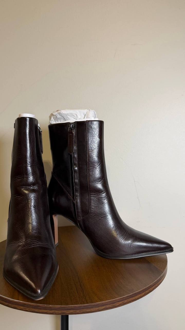 Franco Sarto Dark Brown Leather Dress Booties 8M NIB MSRP $215
