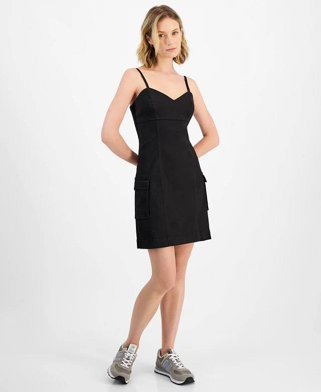 Tinseltown Black Cargo Mini Dress - Sleeveless Bodycon Party/Cocktail Women