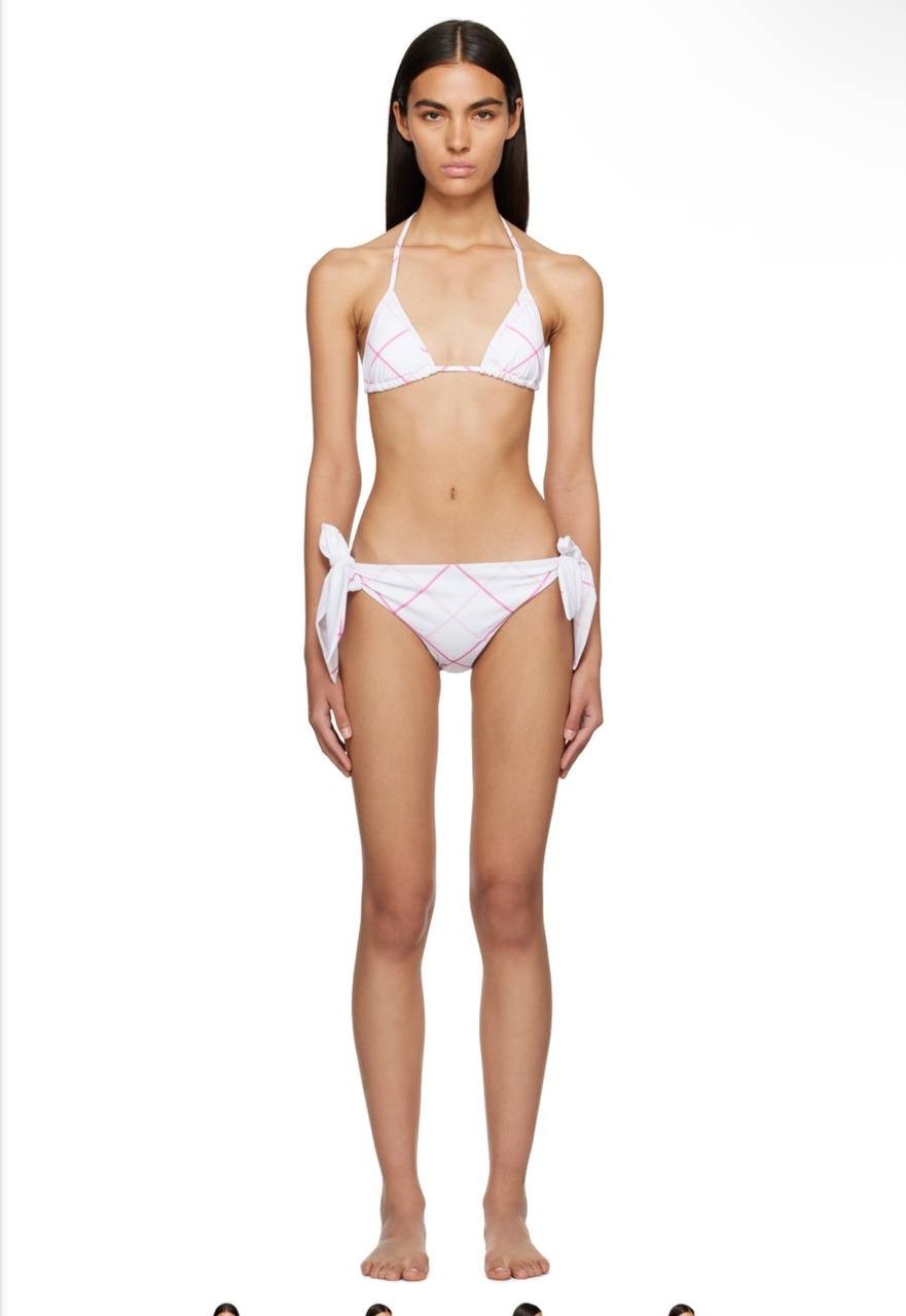 Burberry White Check Bikini Set – New With Tags Size M Authentic Designer