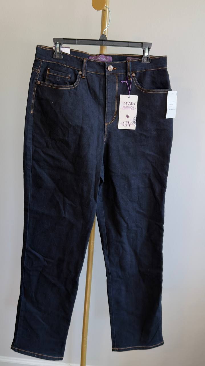 Gloria Vanderbilt Amanda Classic Straight Jeans Rinse Noir 12 NWT $52