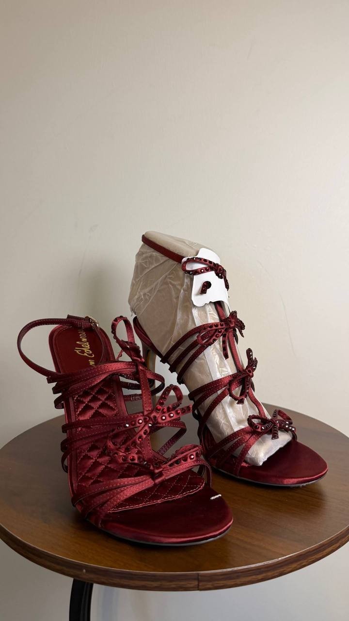 Sam Edelman Iman Sandals 11M Burgundy Strappy Lace‑Up Stiletto Heel NIB msrp$155