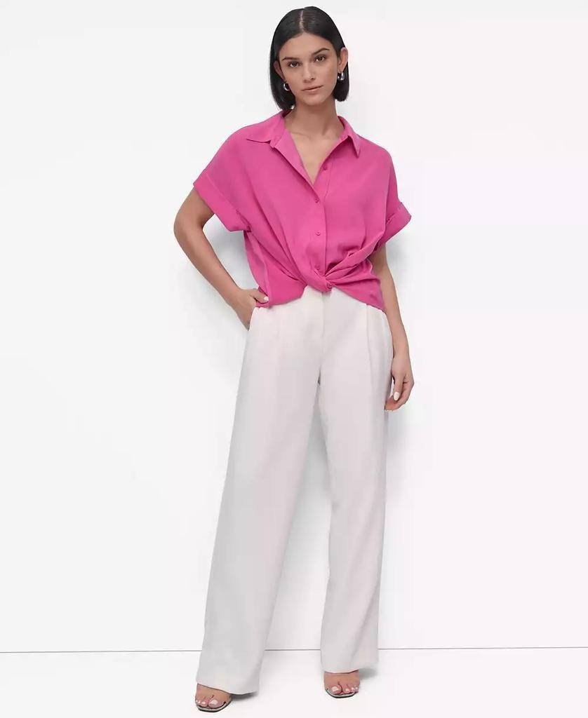 DKNY Twist‑Hem Textured Camp Shirt – Pink – Size S – NWOT – $69