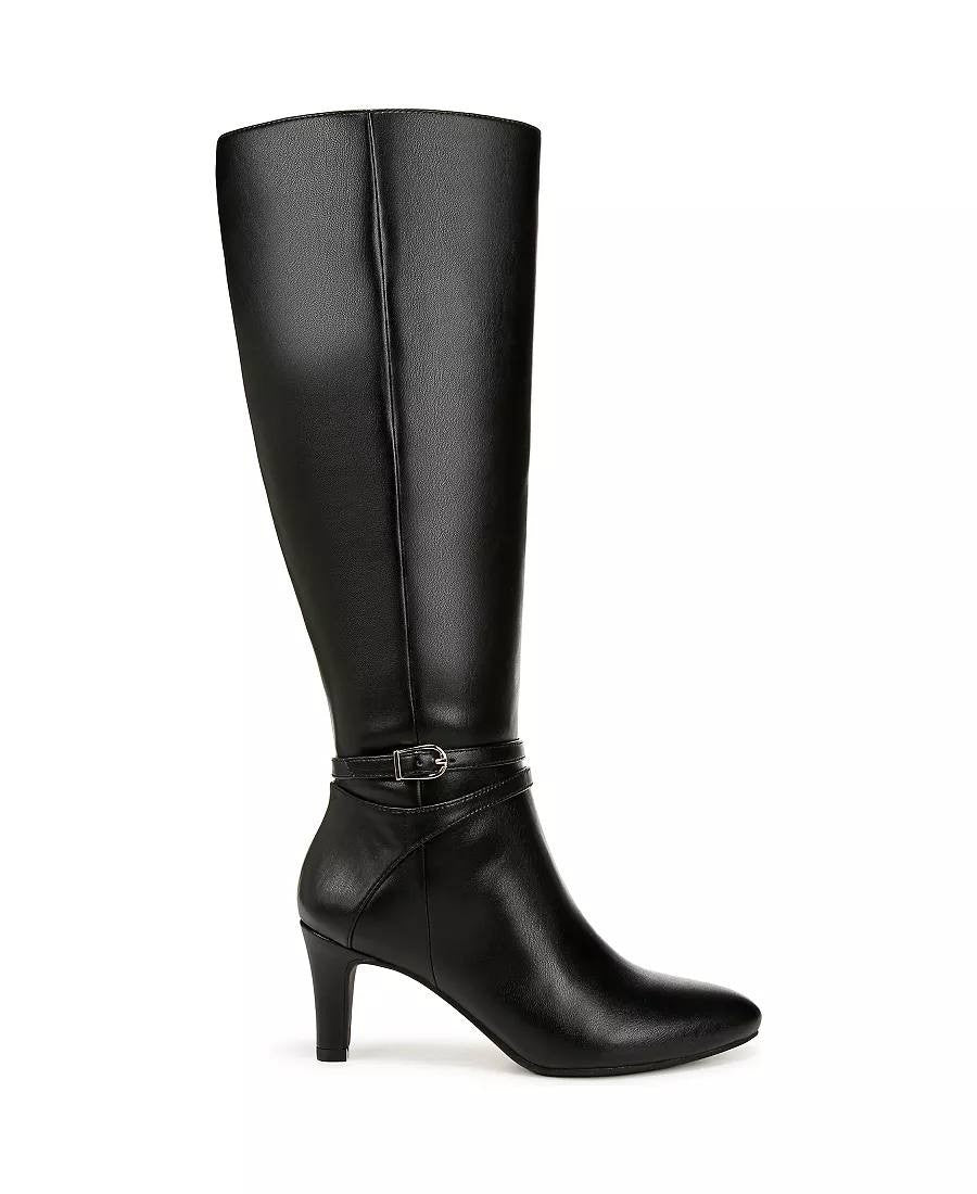 LifeStride Guild Boots Size 5M Black Fabric Knee‑High Almond Toe NIB msrp$129