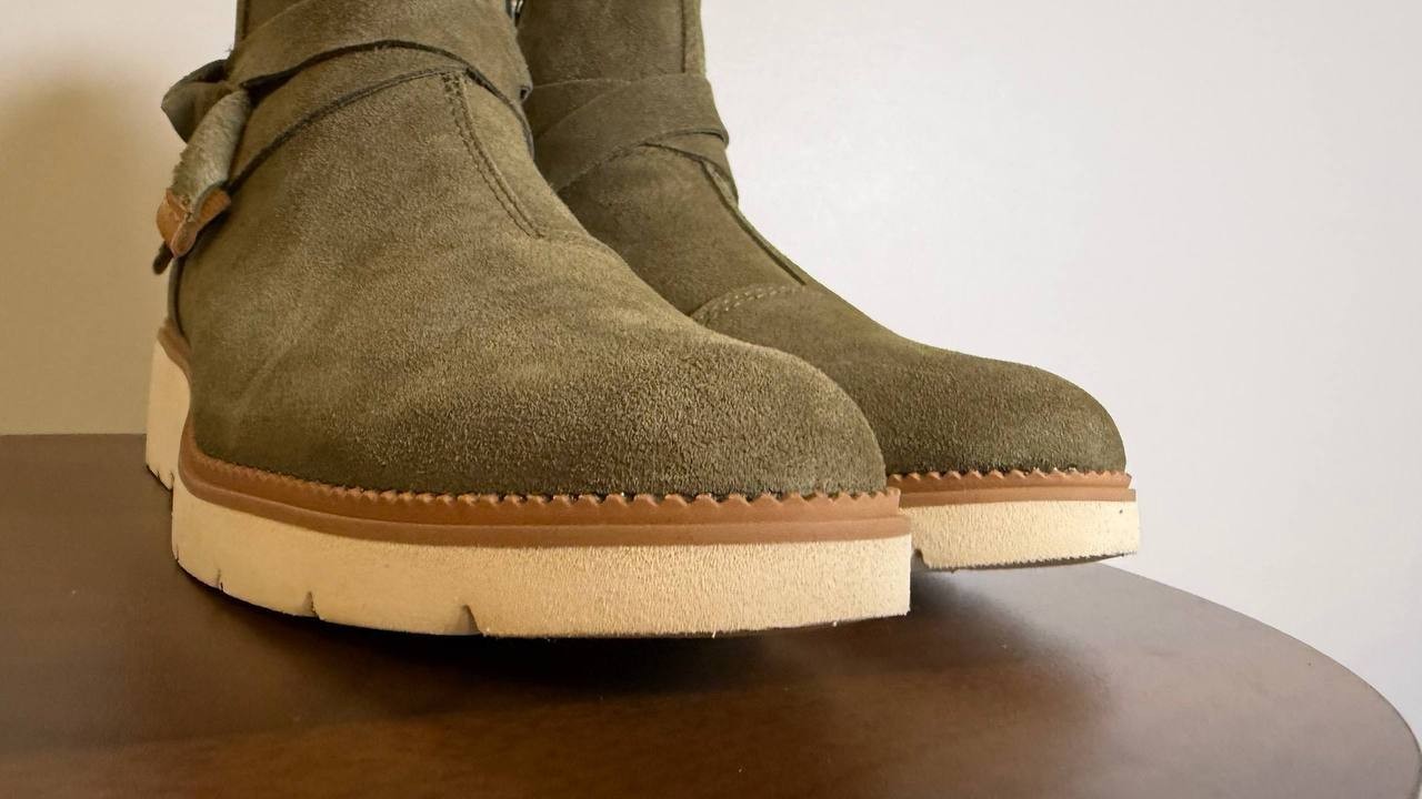 Toms Marlow Wedge Boots 6.5 Military Olive Suede Water‑Repellent NIB msrp$95