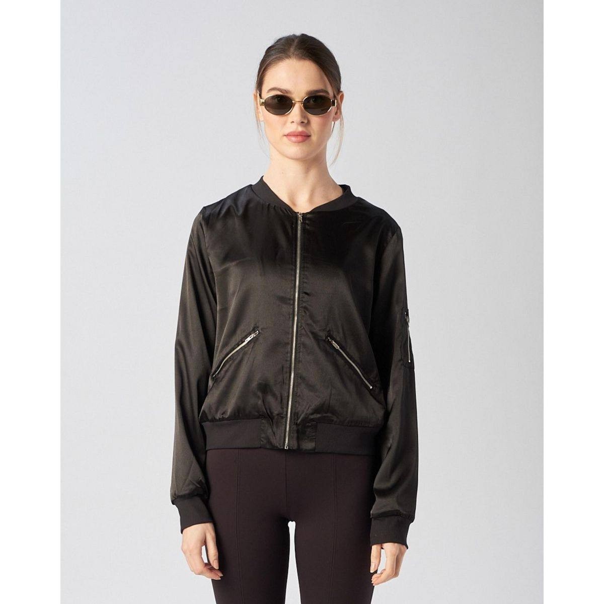 X by Gottex Satin Bomber Jacket – Black – Size 1 (Runs Small) – NWT – $39.99
