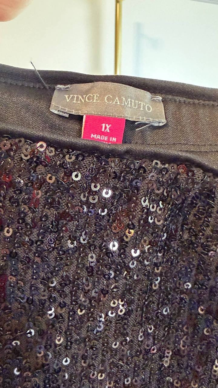 Vince Camuto Sequined Flared Pants Black Size 1X NWOT $89