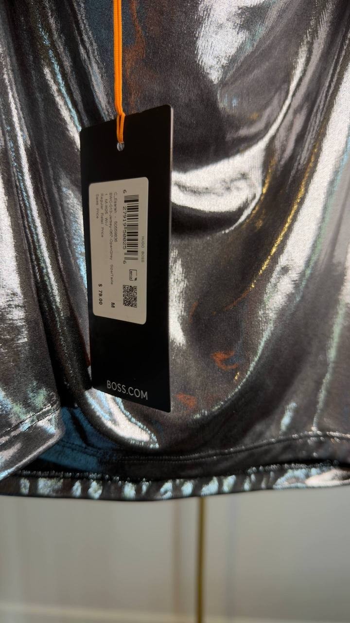 BOSS Orange Esarah Metallic Scoop‑Neck Tank Open Grey M NWT $79