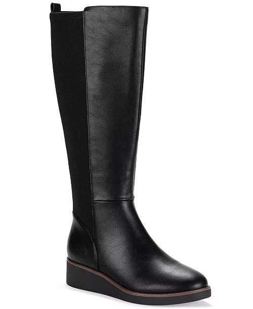 Style & Co Cyruss Tall Boots 10M Black Wedge Round Toe Memory Foam NIB msrp$99