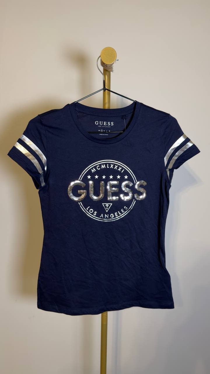 GUESS Women’s Millie Seamless Tee Top Navy S NWT $39