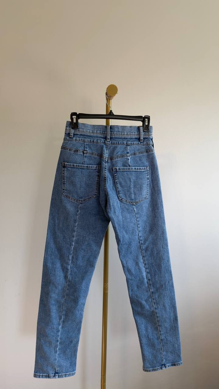 Sam Edelman Twisted-Seam Stovepipe Jeans Mid Wash Size 25 NWT $119