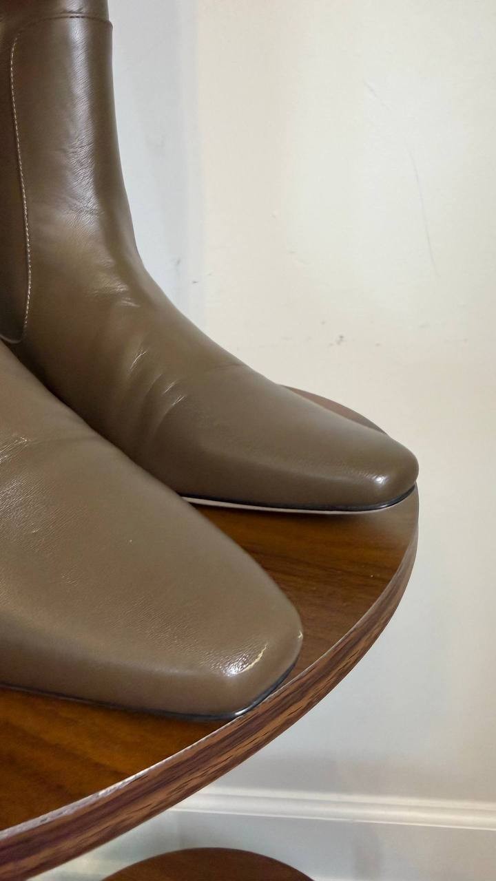 Staud Truffle Leather Flat Boots 36 New in Box MSRP $495