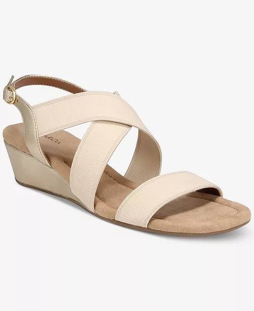 Style&Co Wedge Sandals Platino Man-Made Size 5M New in Box MSRP $59.90