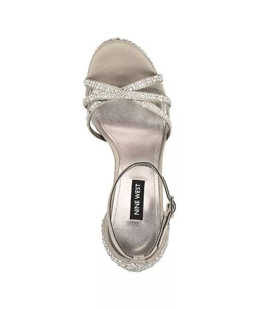 Nine West Silver Textile Dress Sandals Size 9.5M New in Box $119