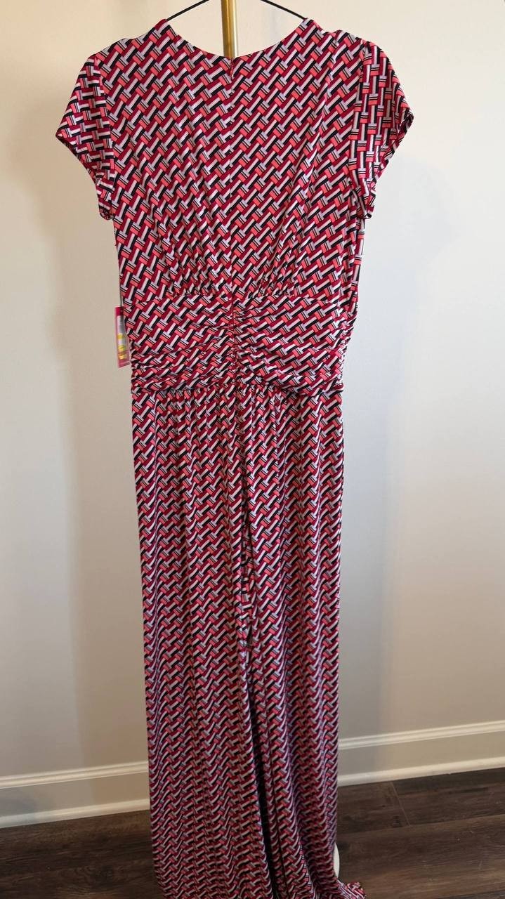 Vince Camuto Women’s Cap Sleeve Printed Maxi Dress Red Blue M $128 NWT