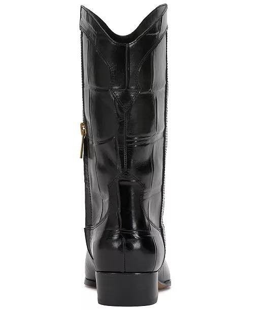 Vince Camuto Prilie Square‑Toe Western Leather Boots Black 7.5M NWB $169