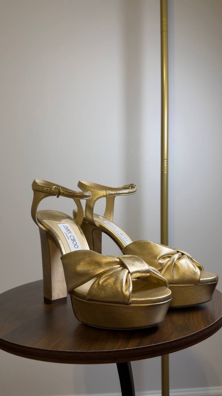 Jimmy  Choo  Platform  Sandals  Gold  Pre‑owned Size 40   $250