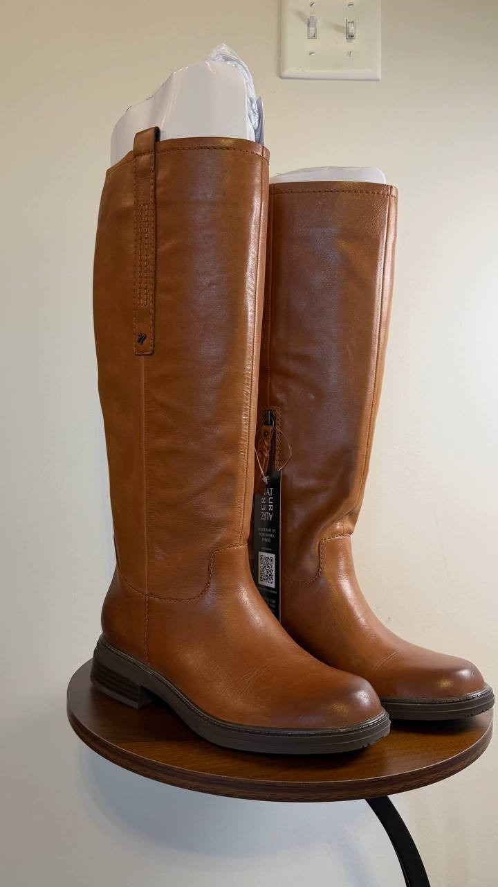 Naturalizer Ontime Boots 7W English Tea Leather Wide‑Calf NIB msrp$274.99