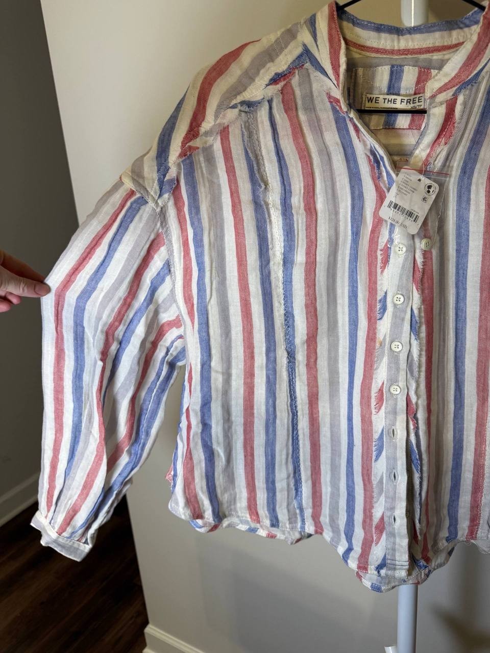 We The Free Valley Stripe Double Cloth Button‑Up Shirt – Ivory – S – NWT – $128
