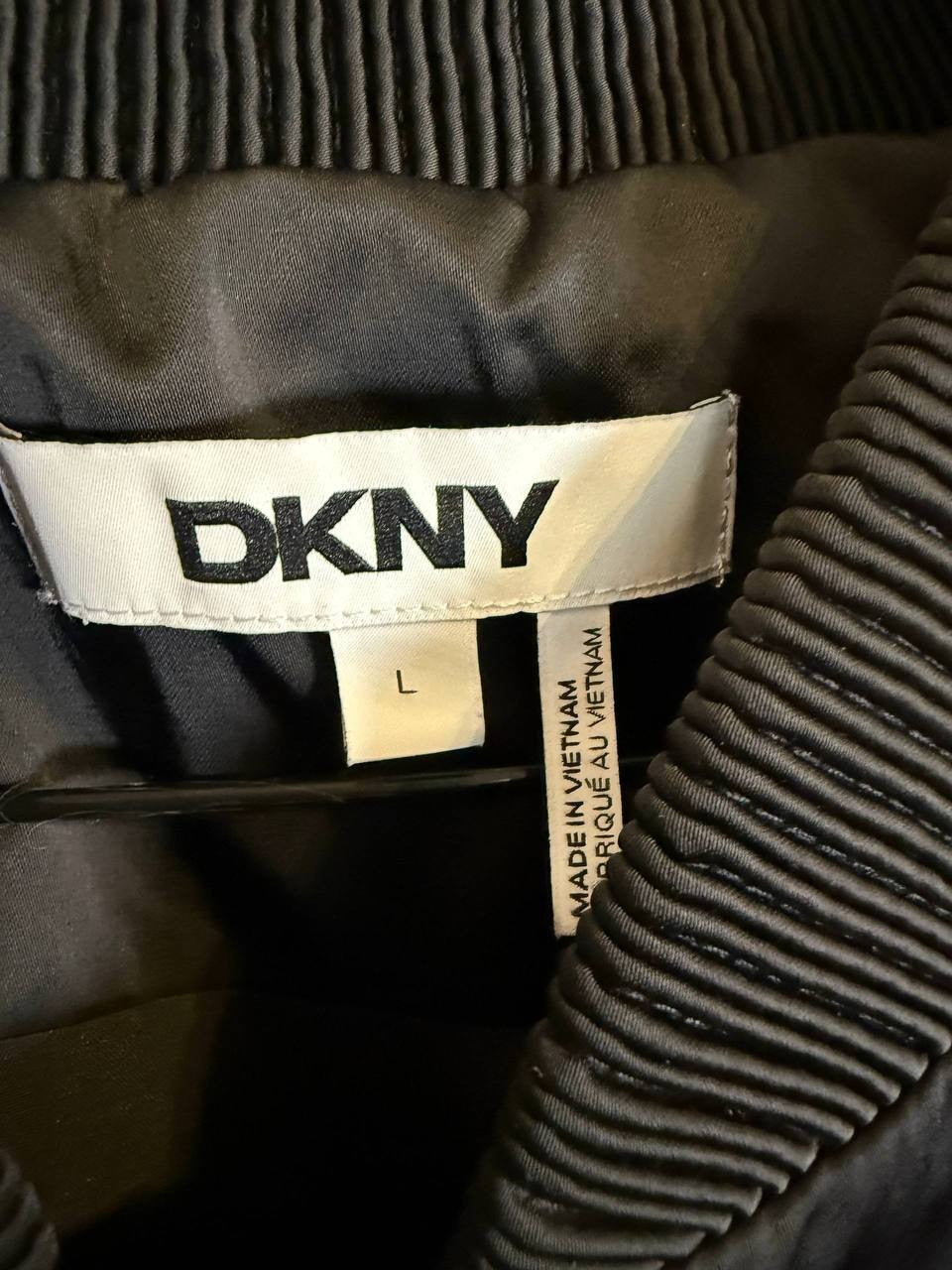 DKNY Women’s High Shine Sateen Puff Sleeve Jacket Black-Size L-NWT-$139
