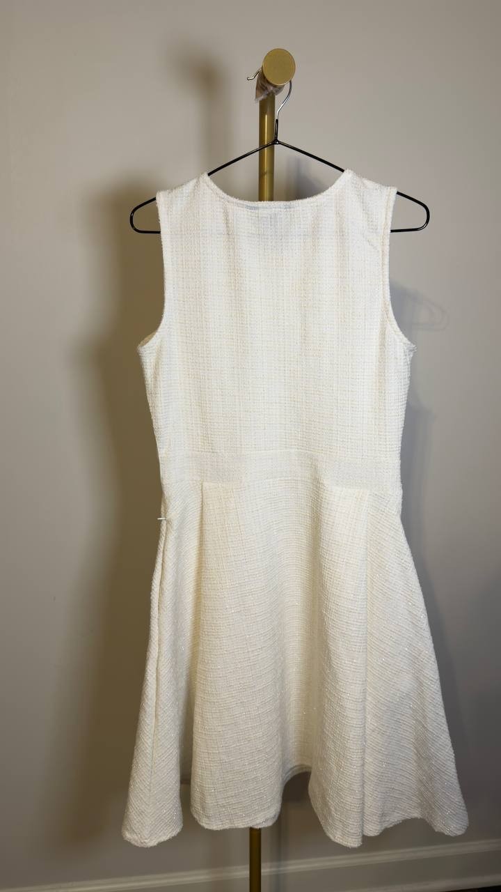 White Mark Women’s Tweed Fit & Flare Sleeveless Dress White M NWT $88