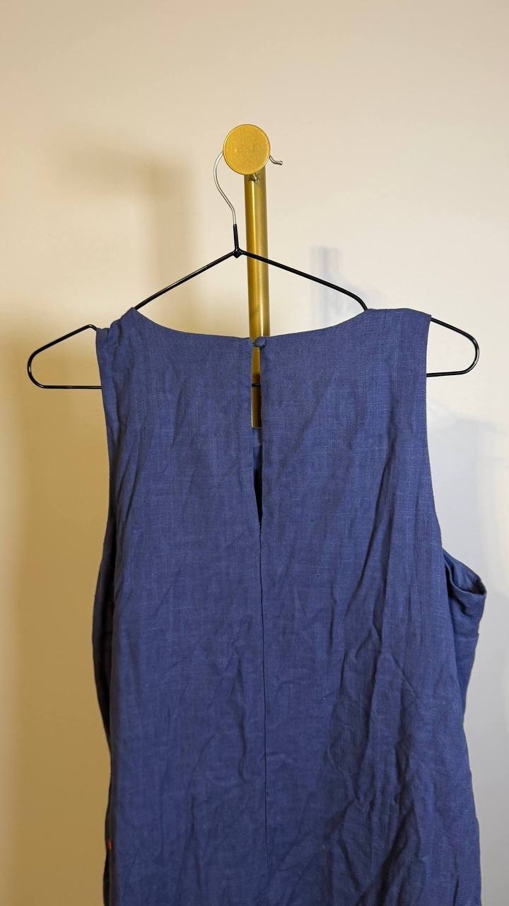 MSK Petite Women’s Sleeveless Round‑Neck Shift Dress Navy M $79 NWT