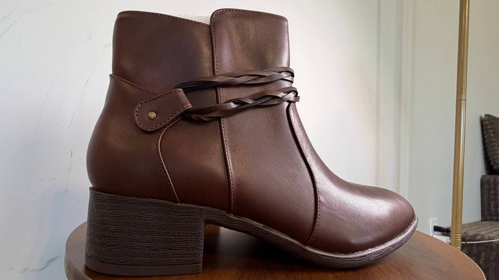 Style & Co Rubyyy Almond Toe Belt Booties Dark Roast 10M Man‑Made $79.90 NWB