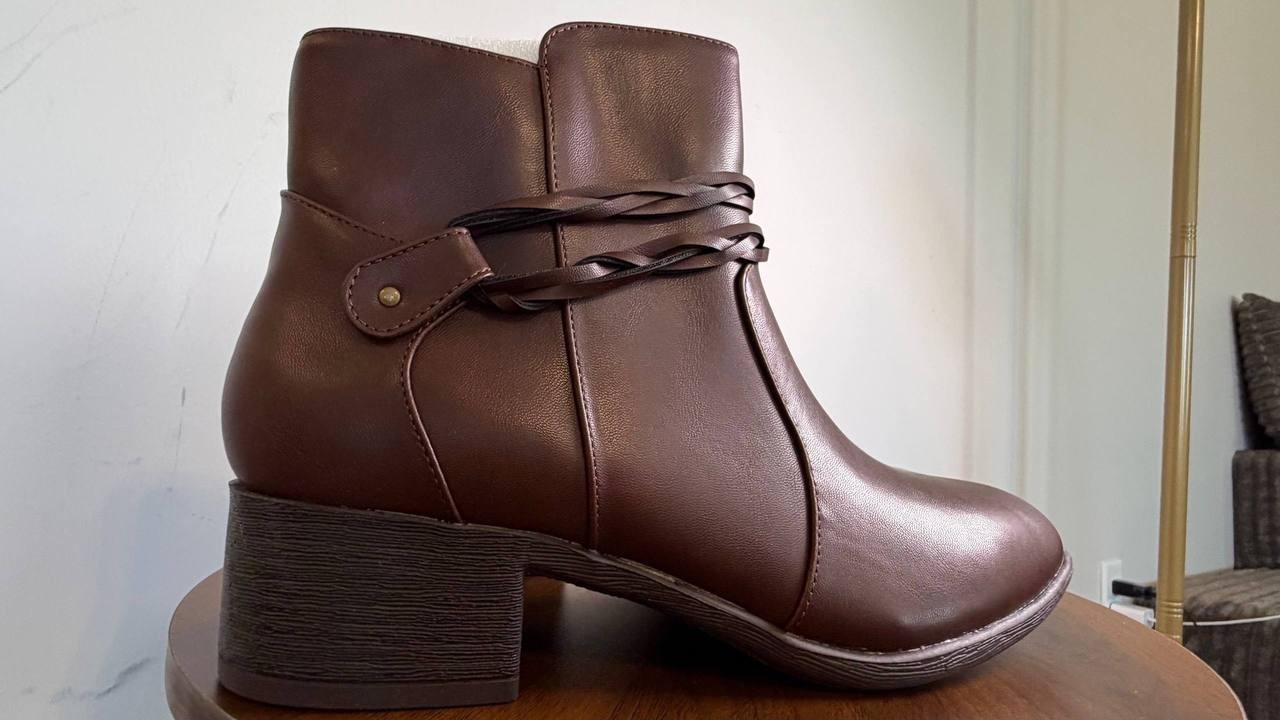 Style & Co Rubyyy Almond Toe Belt Booties Dark Roast 10M Man‑Made $79.90 NWB
