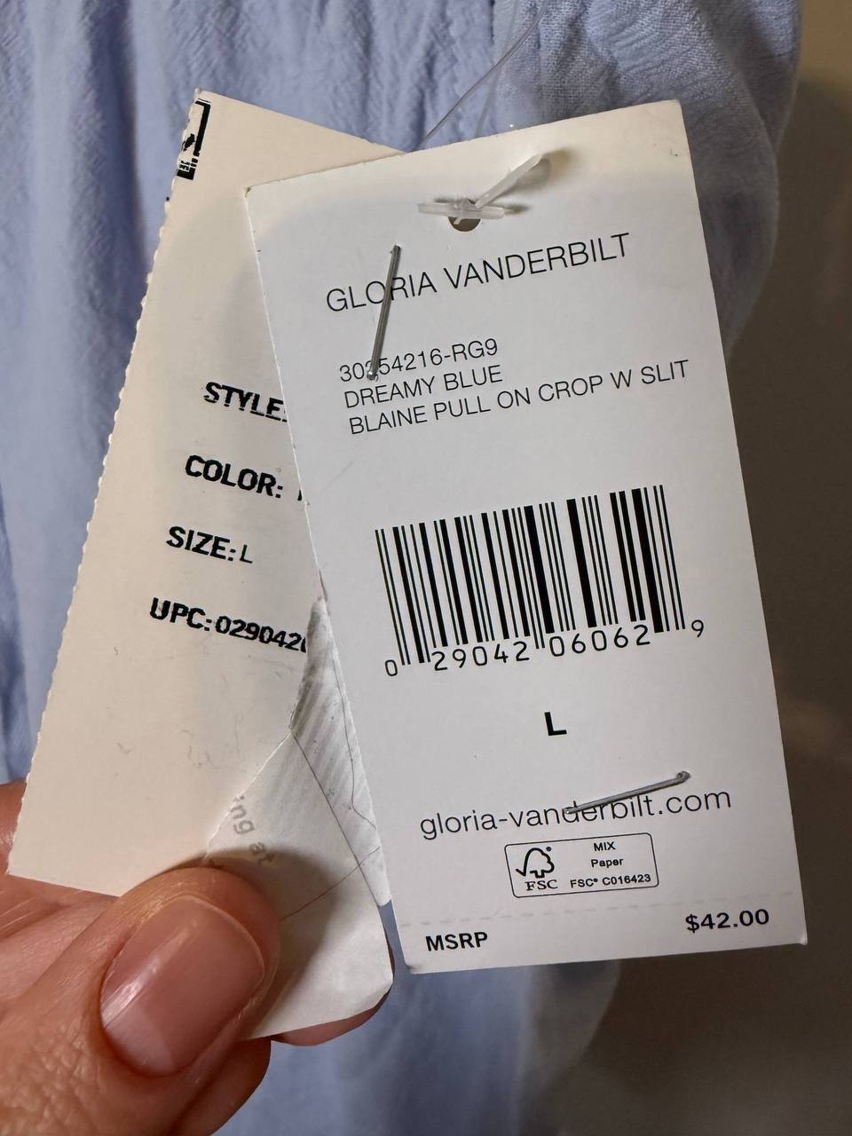 Gloria Vanderbilt Wide‑Leg Cropped Pants – Size L – NWT – $42