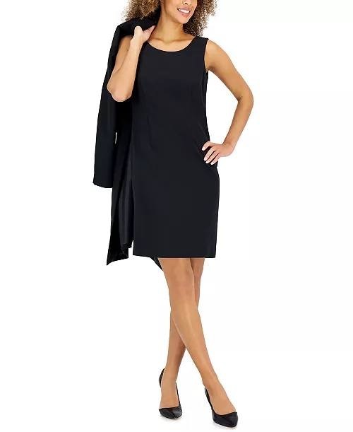 Le Suit Crepe Topper Jacket &amp; Sheath Dress 2-Piece Set Black 16P Petites