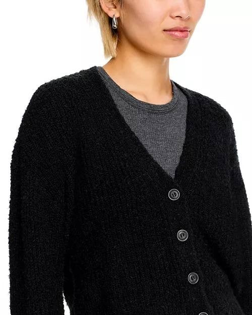 ATM Bouclé Button-Front Cardigan – Black – Size L/G – NWT – $295