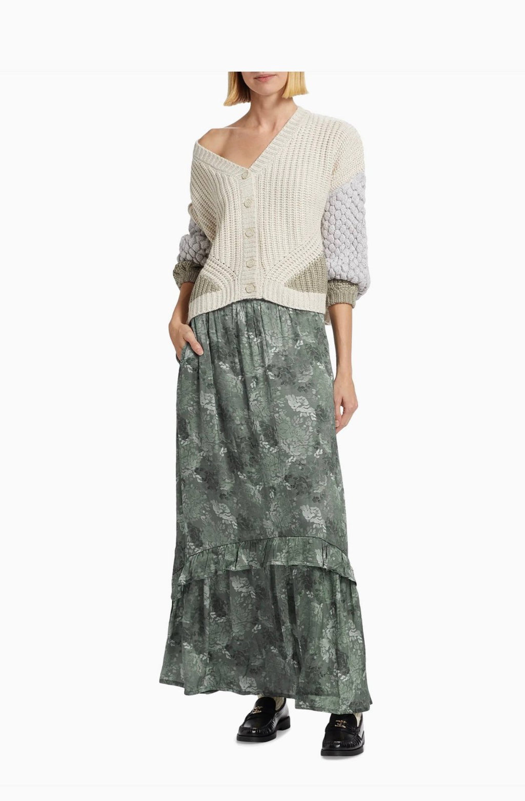 Splendid Linsey Maxi Skirt Evergreen Floral NWT XS–XL MSRP $178 –Flowy Boho Look