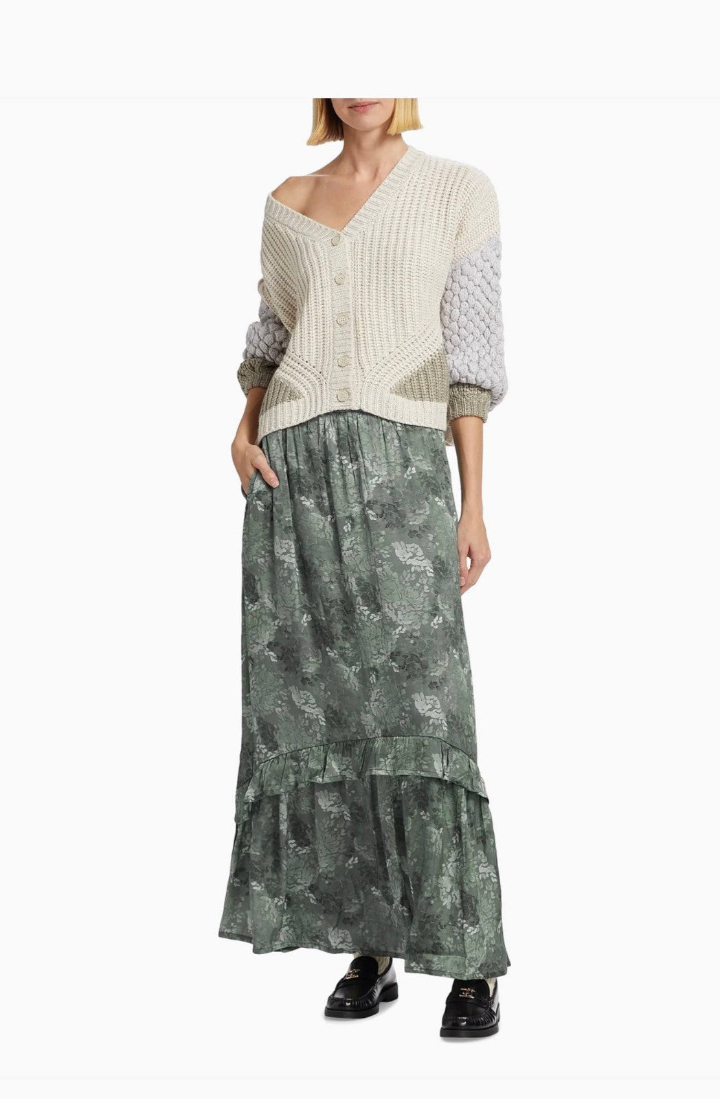 Splendid Linsey Maxi Skirt Evergreen Floral NWT XS–XL MSRP $178 –Flowy Boho Look