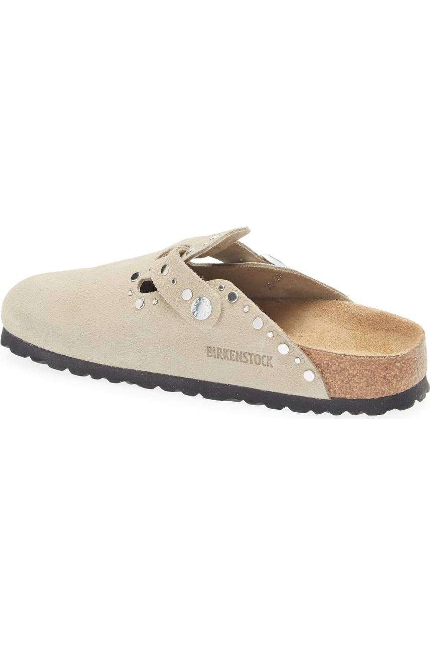 Birkenstock  Boston  Rivets  Clog  Taupe  Suede  6M  New  With  Box  $175